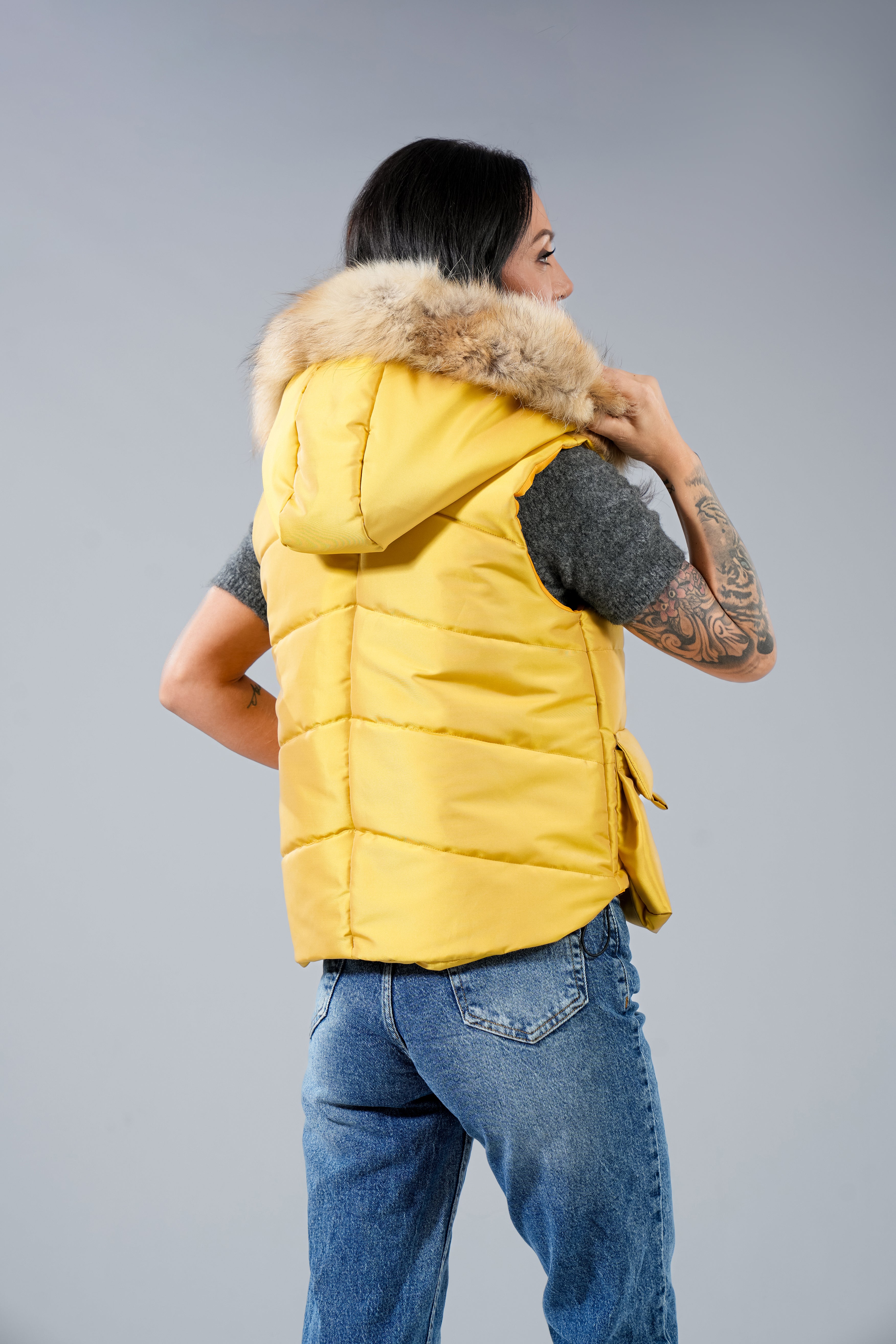 Eлек къс с джобове Natural fur