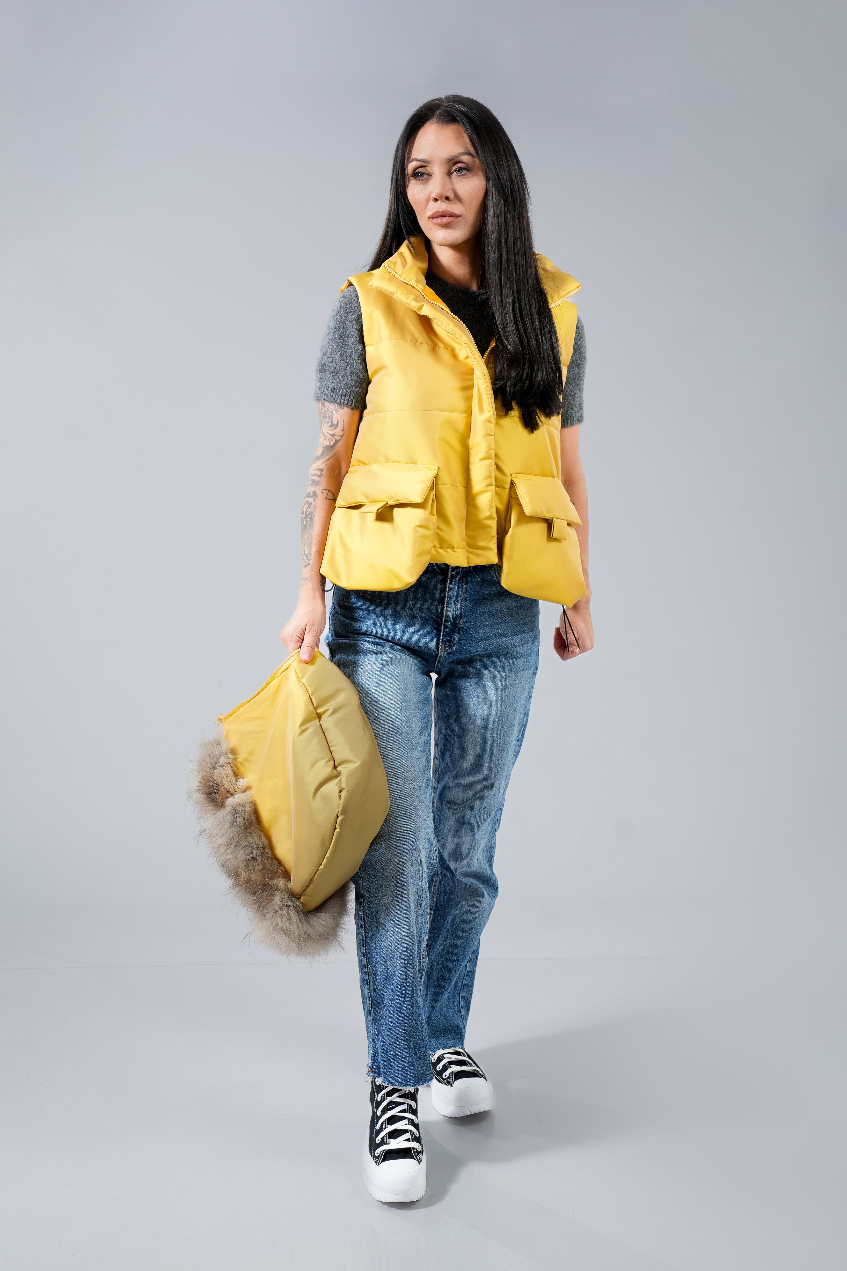 Eлек къс с джобове Natural fur