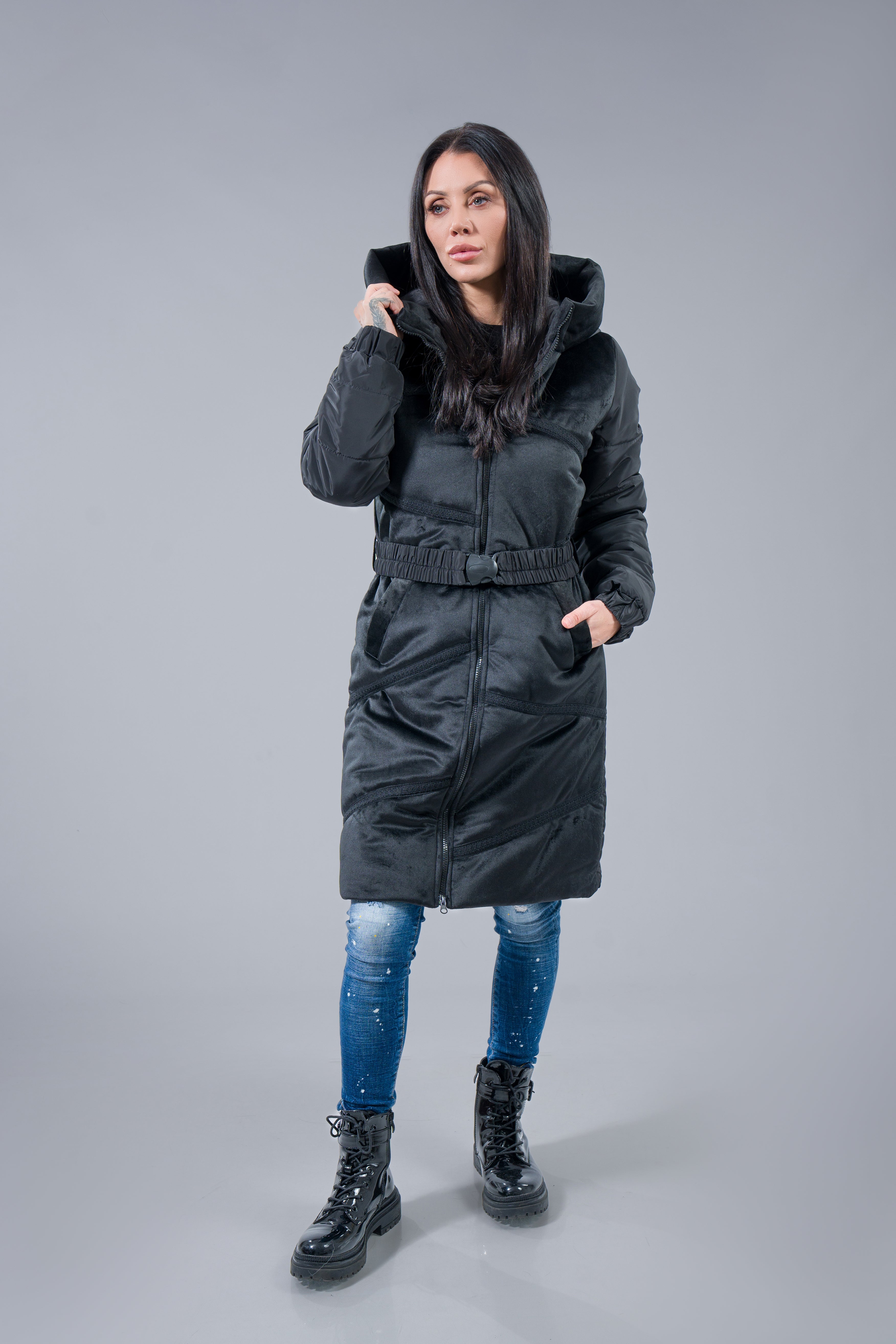 Дълго яке "Suede Black"