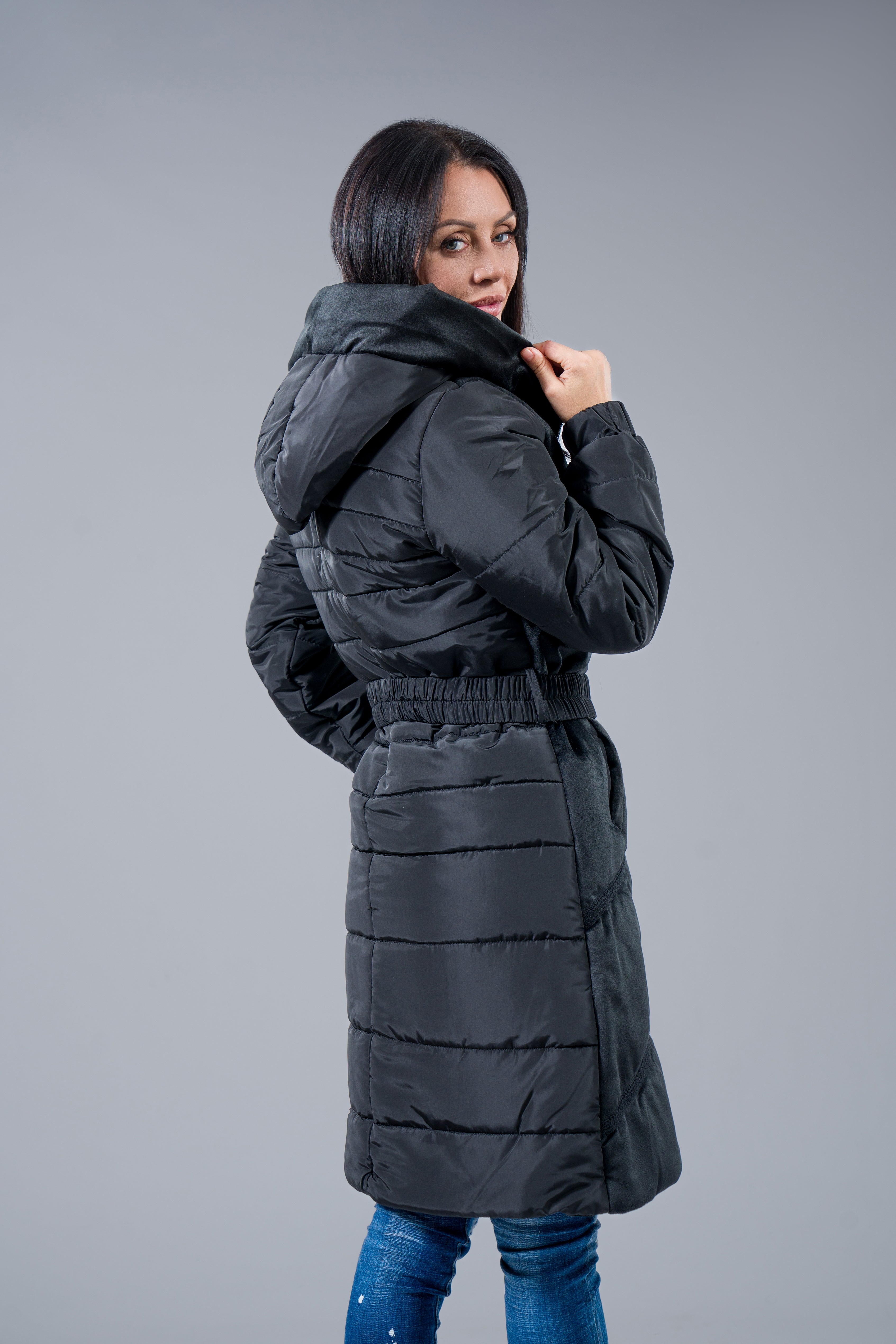 Дълго яке "Suede Black"