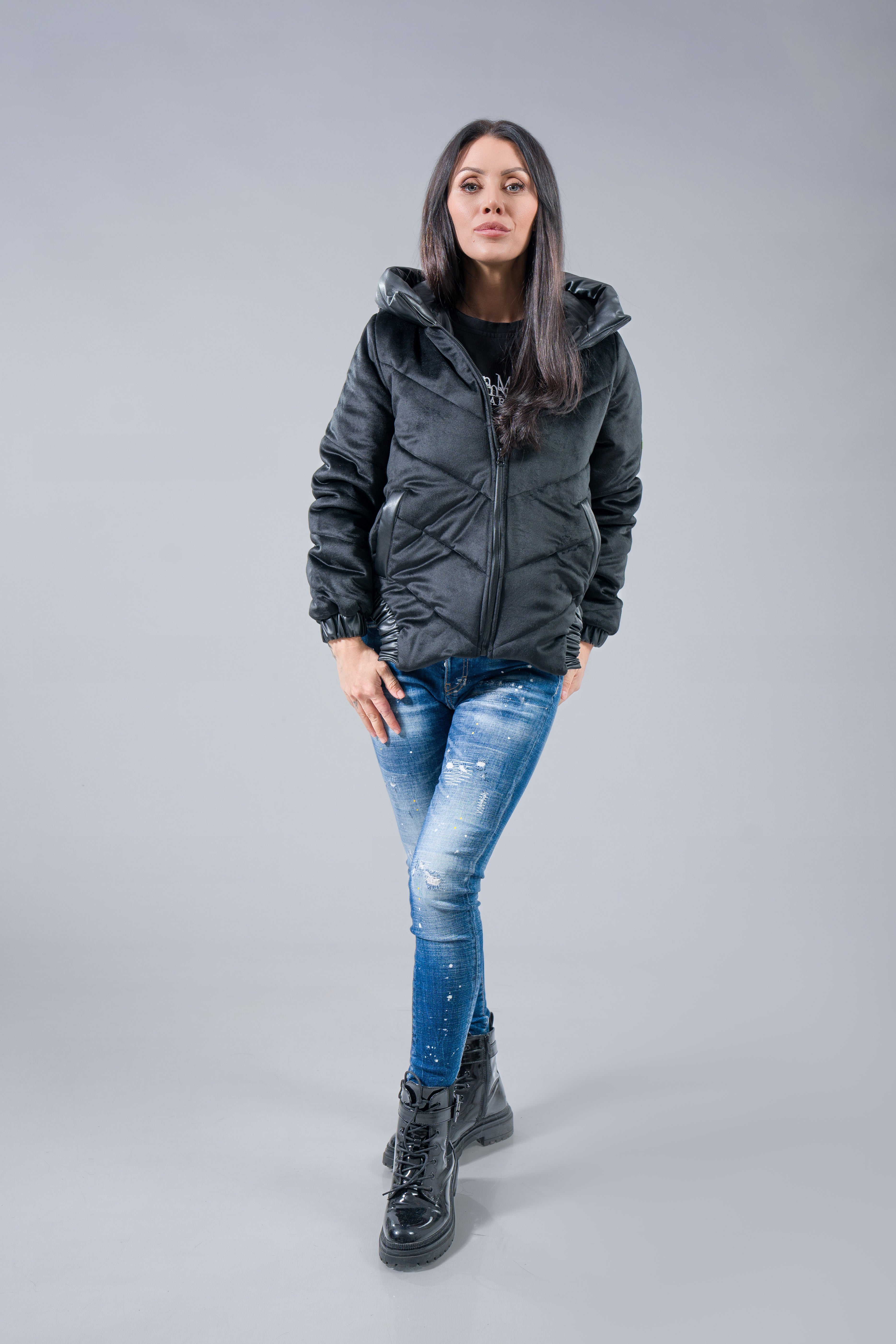 Късо велурено яке"Eco leather"