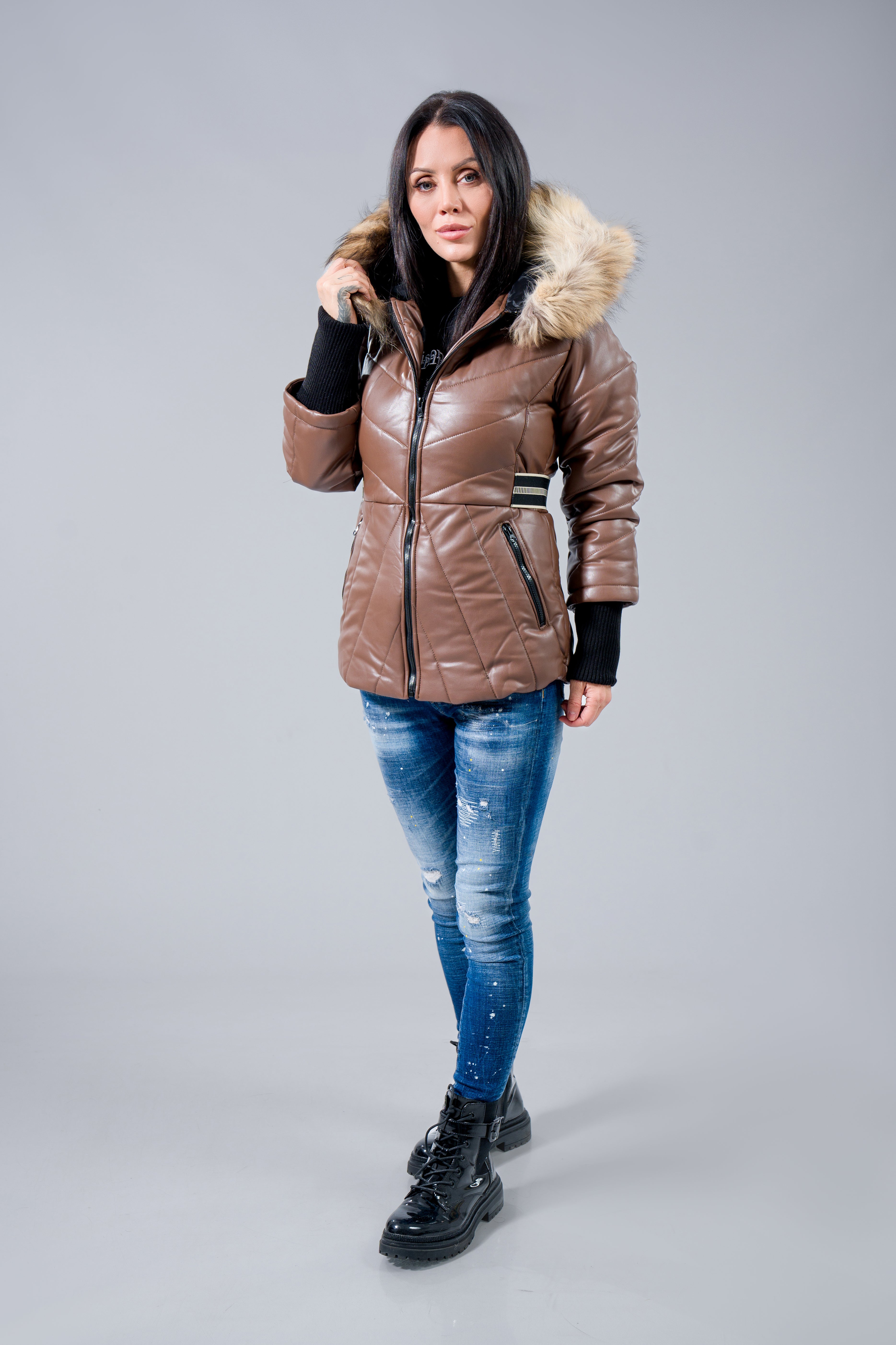 Късо кожено Яке "Leather Brown"