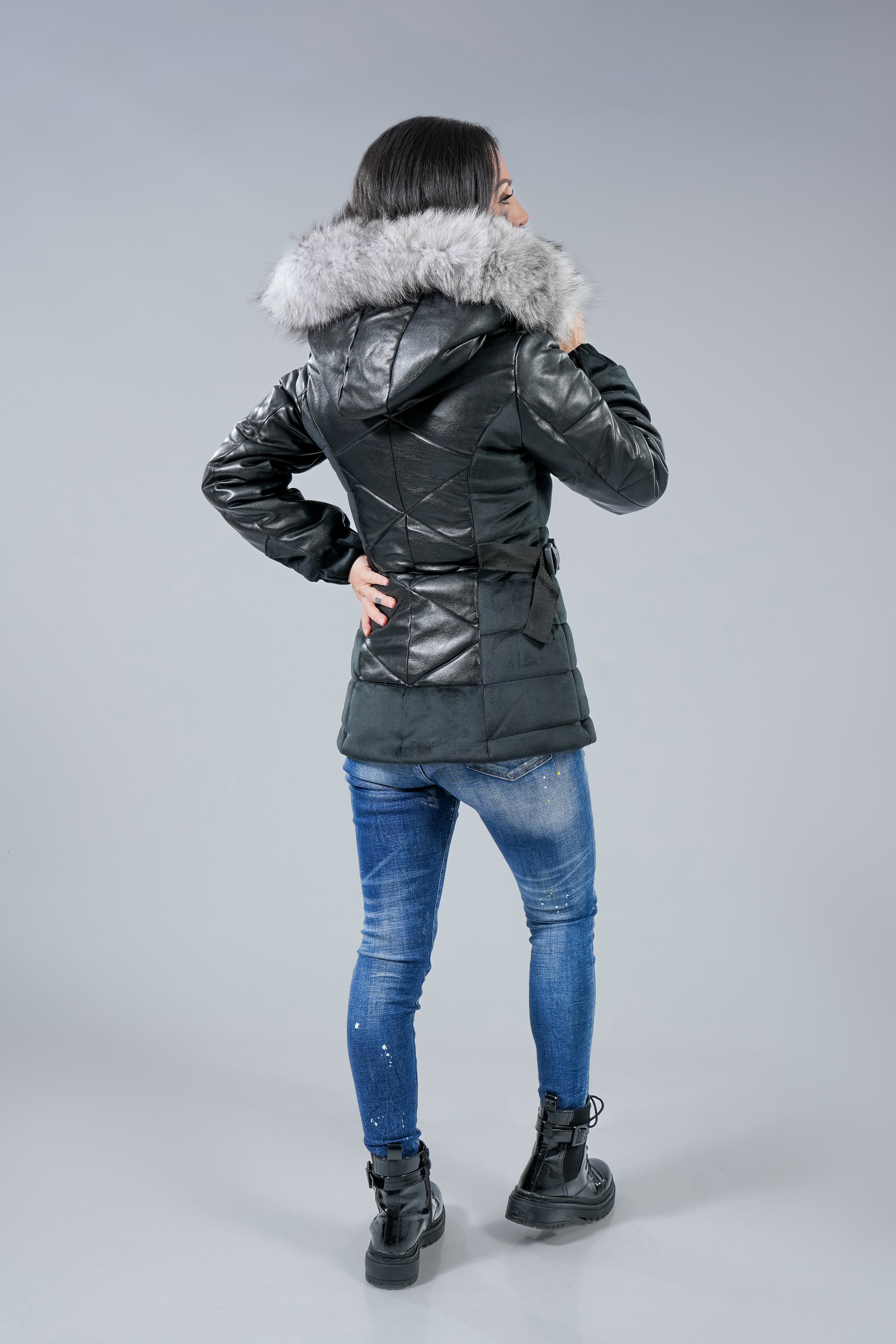 Яке "Leather fur trim"