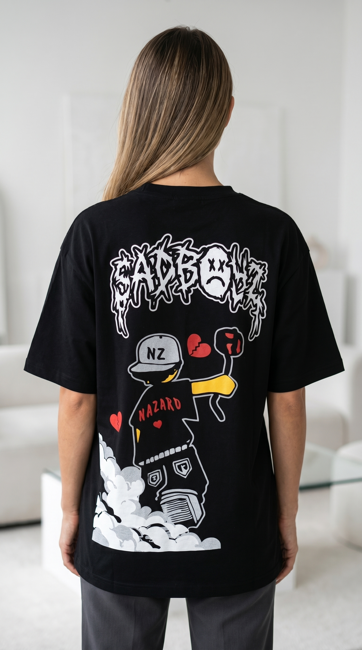 Тениска SADBOYZ x NAZARО – Oversize Black Edition